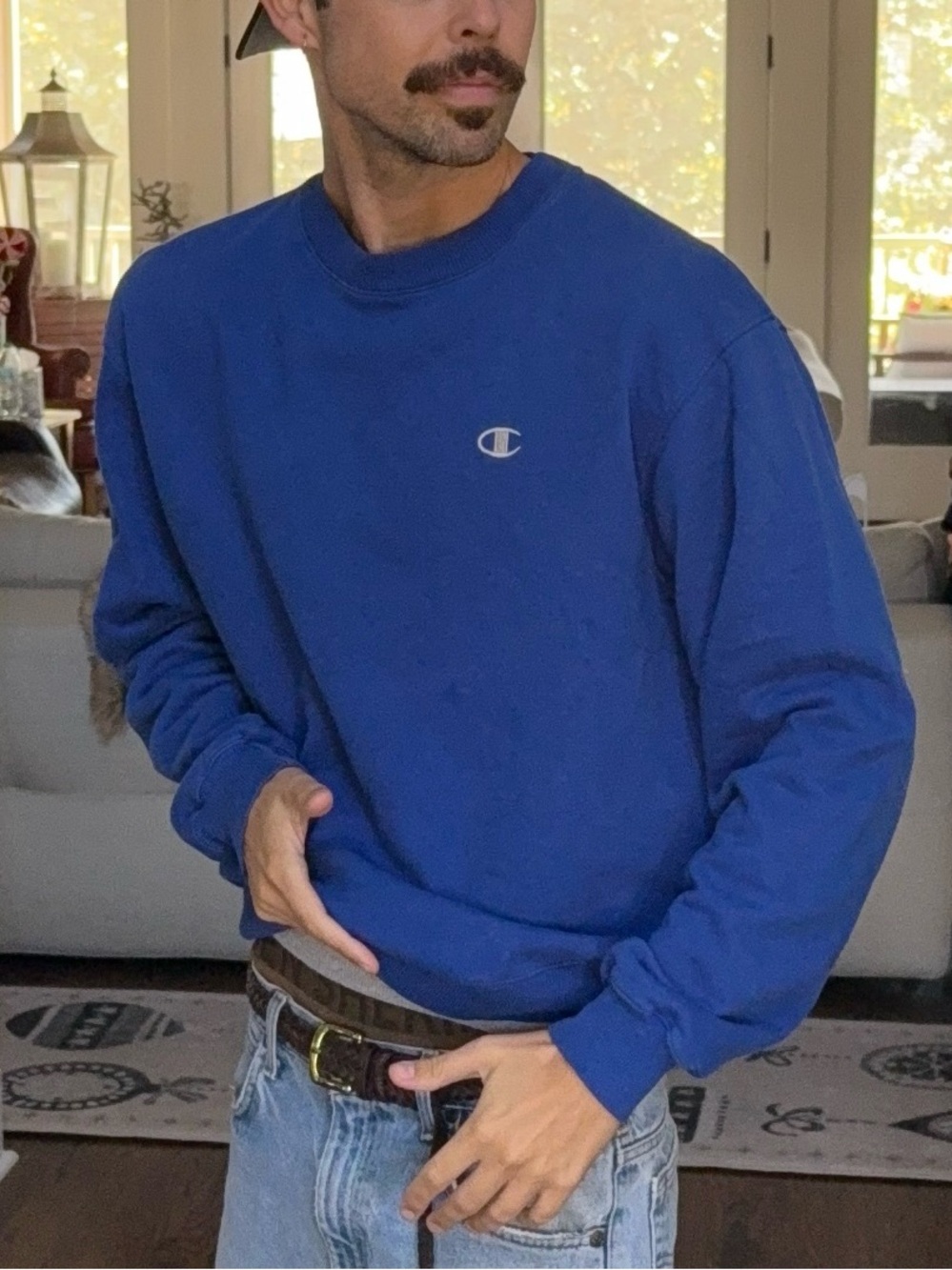 🔵 Champion Royal Blue Logo Crewneck